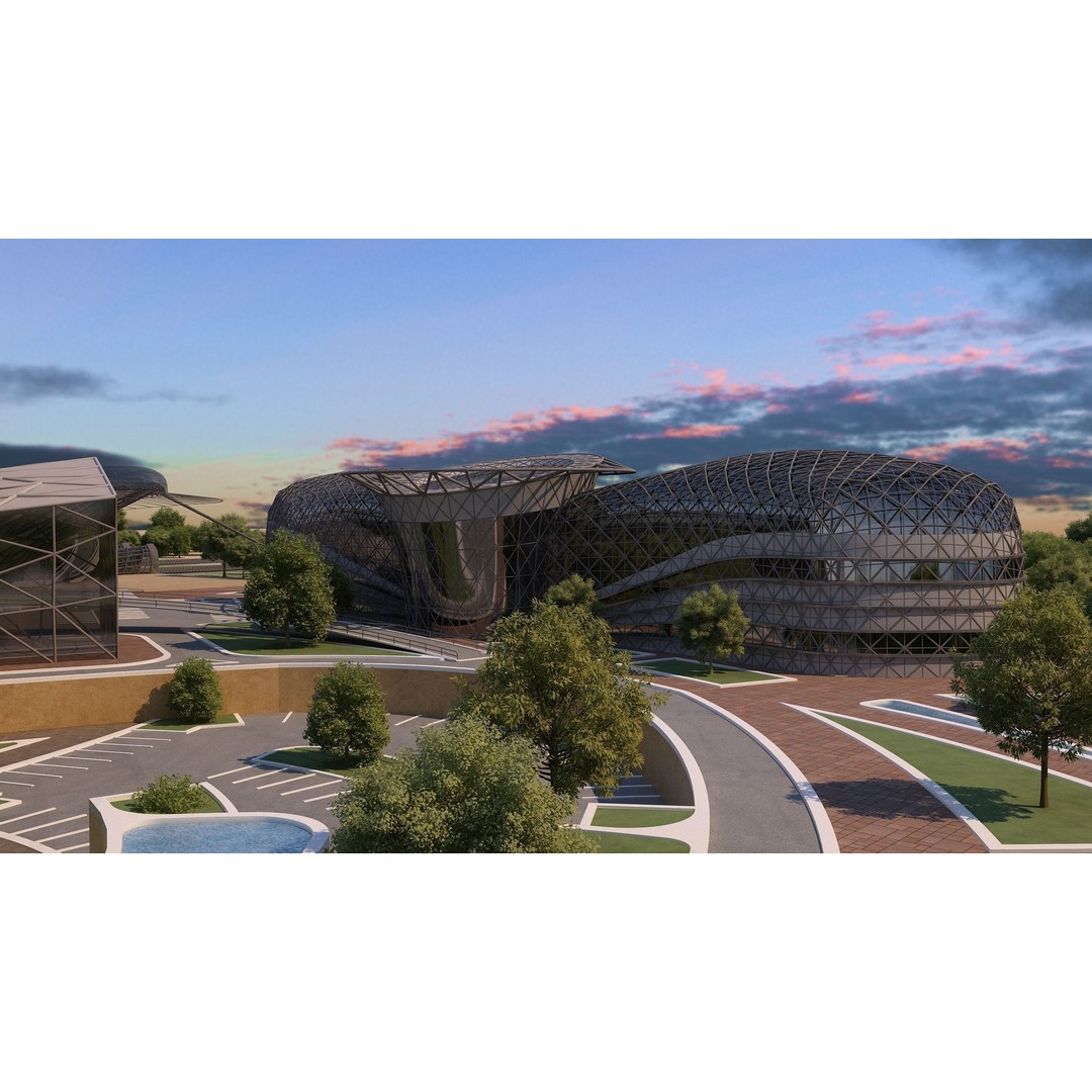 Train Station 3D Model – Architectural Design, FBX, OBJ, Blender - View 4