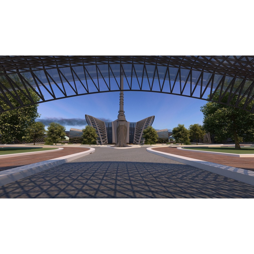 Train Station 3D Model – Architectural Design, FBX, OBJ, Blender - View 9