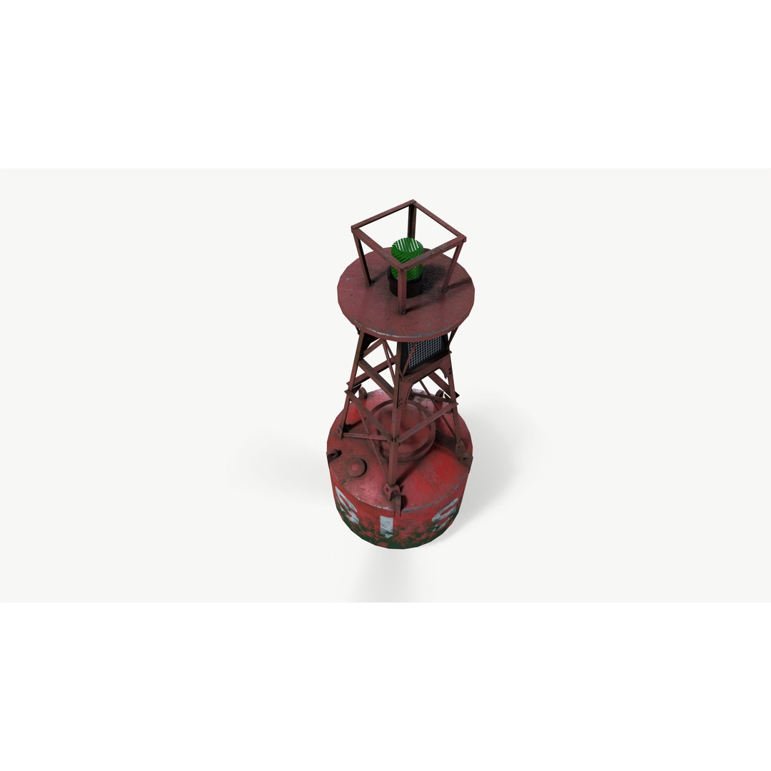 River Buoy 3D Model – Low Poly PBR Asset, FBX, OBJ - View 3