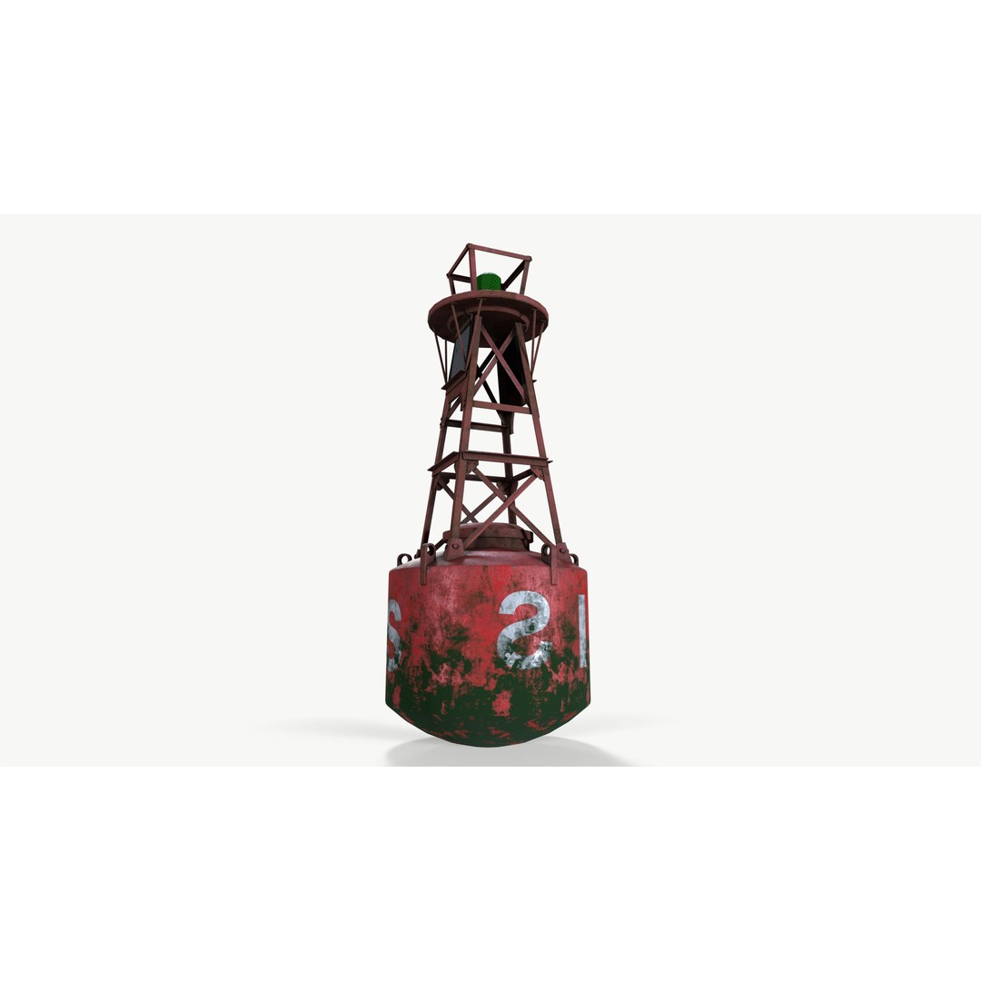 River Buoy 3D Model – Low Poly PBR Asset, FBX, OBJ - View 4