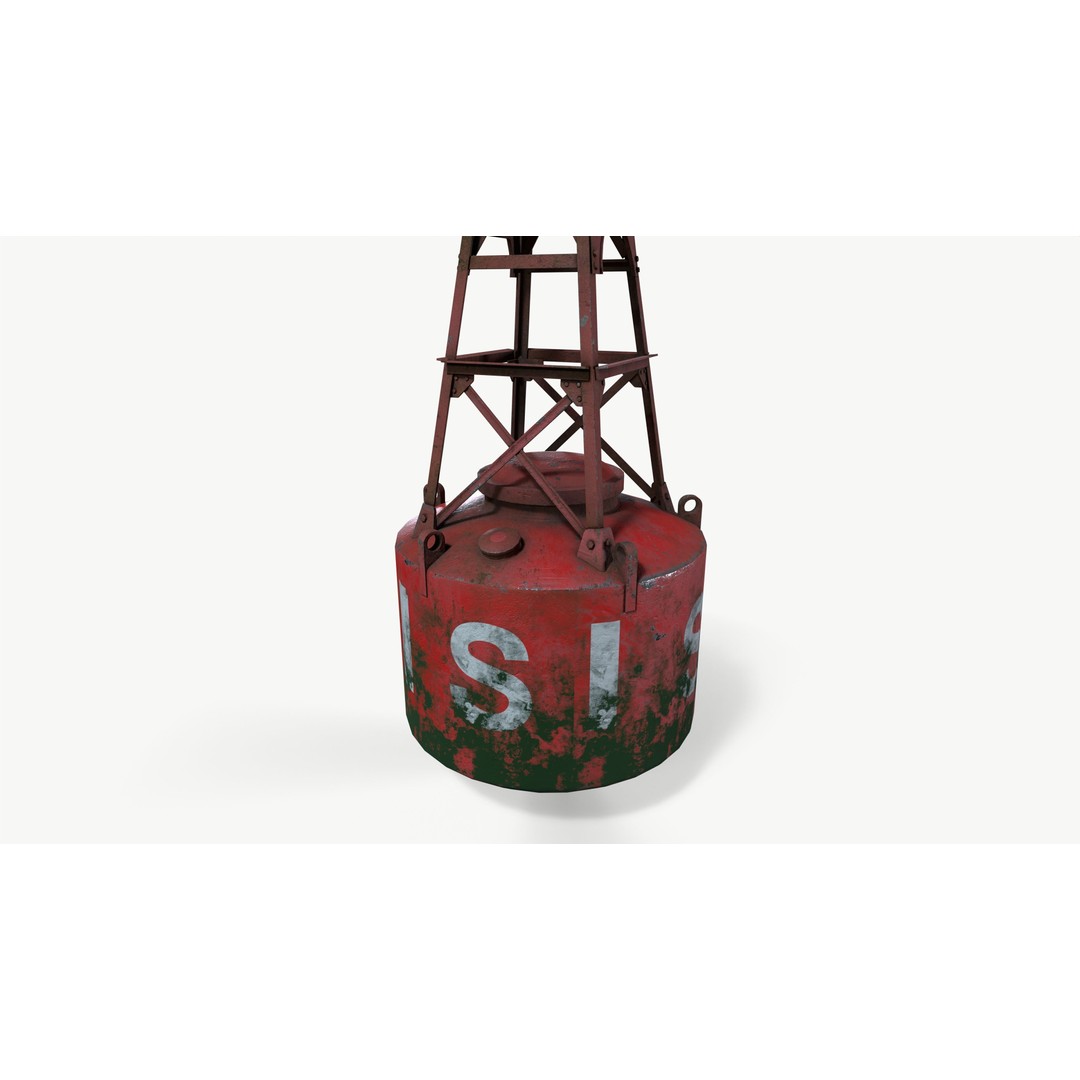 River Buoy 3D Model – Low Poly PBR Asset, FBX, OBJ - View 5