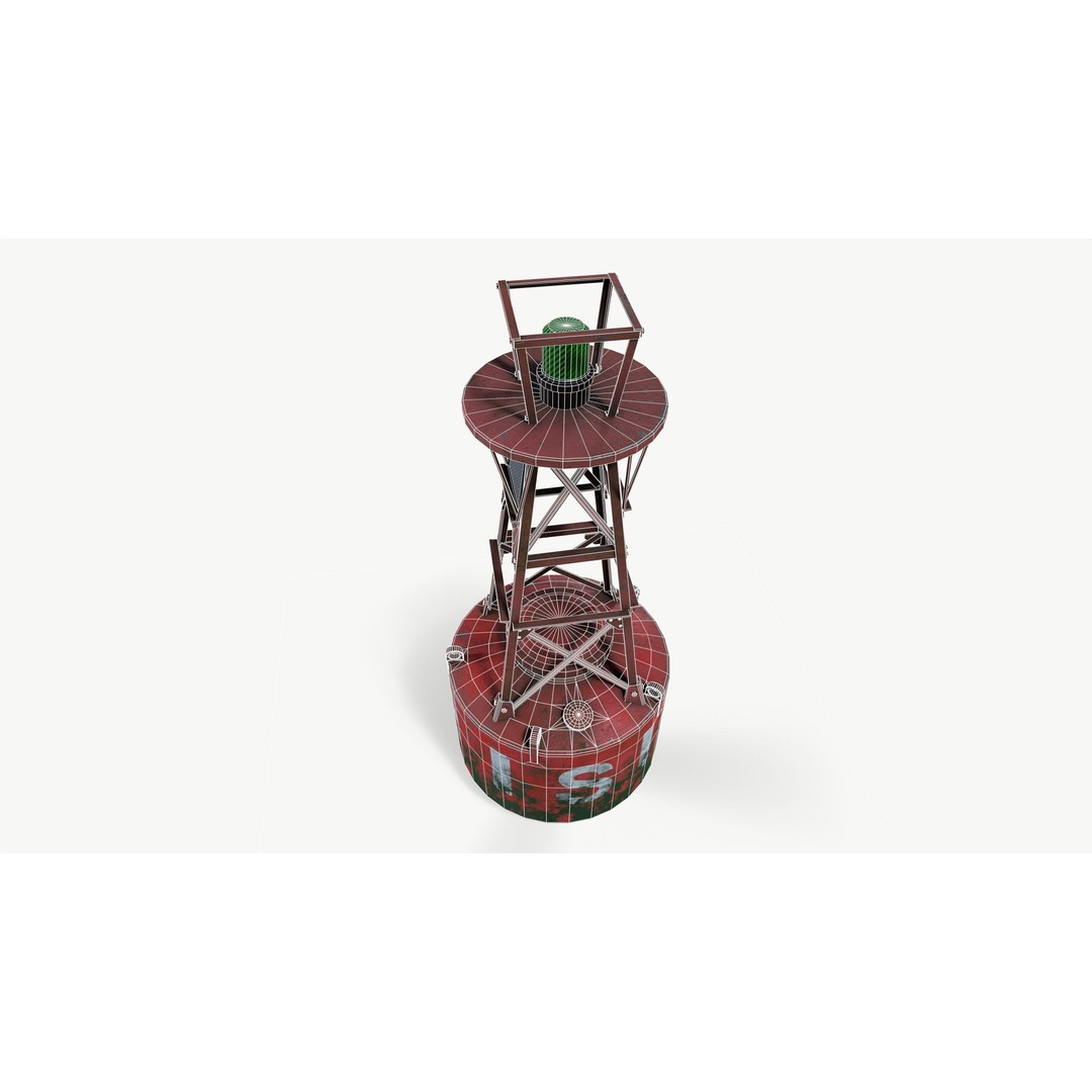 River Buoy 3D Model – Low Poly PBR Asset, FBX, OBJ - View 7