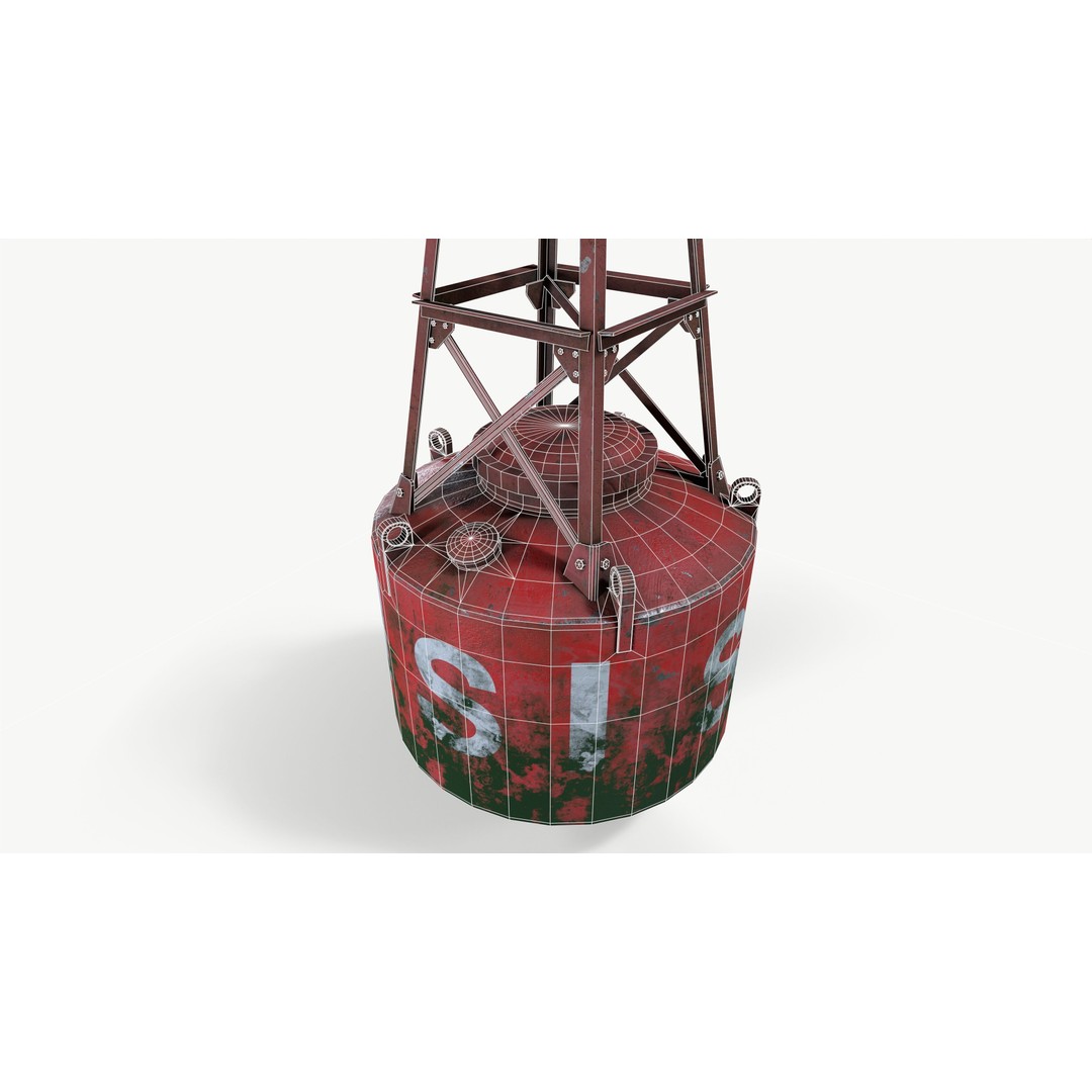River Buoy 3D Model – Low Poly PBR Asset, FBX, OBJ - View 8