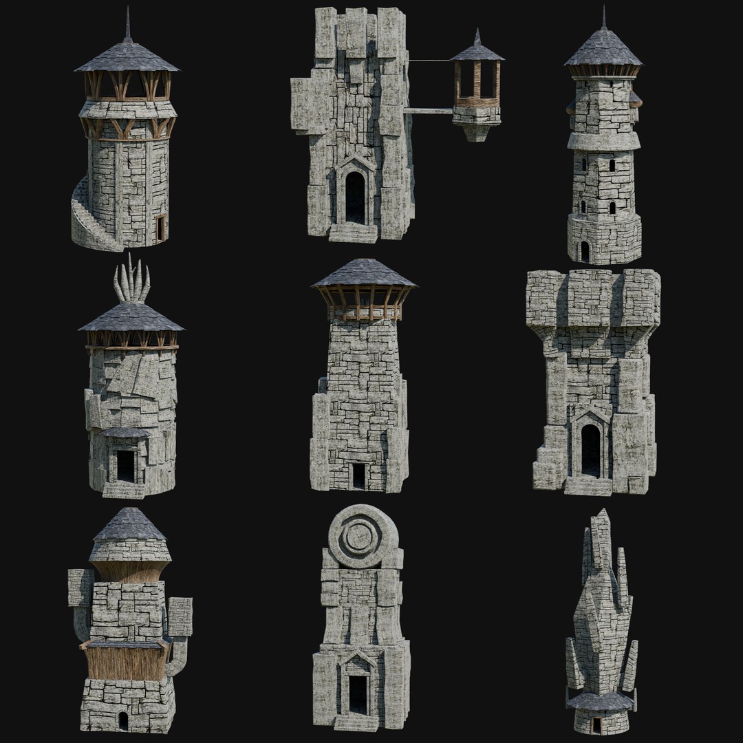 Wizard Tower 3D Model – Low Poly Game Ready Fantasy Asset, FBX