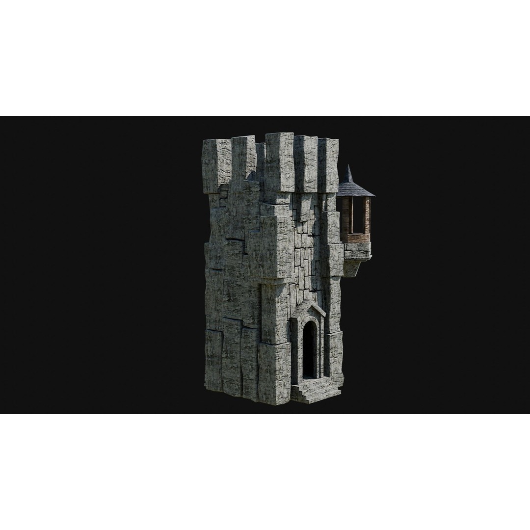 Wizard Tower 3D Model – Low Poly Game Ready Fantasy Asset, FBX - View 11
