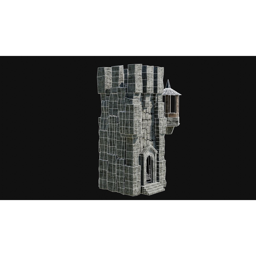 Wizard Tower 3D Model – Low Poly Game Ready Fantasy Asset, FBX - View 14