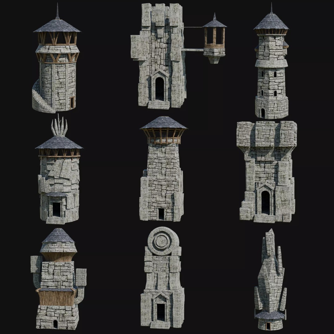 Wizard Tower 3D Model – Low Poly Game Ready Fantasy Asset, FBX - View 2