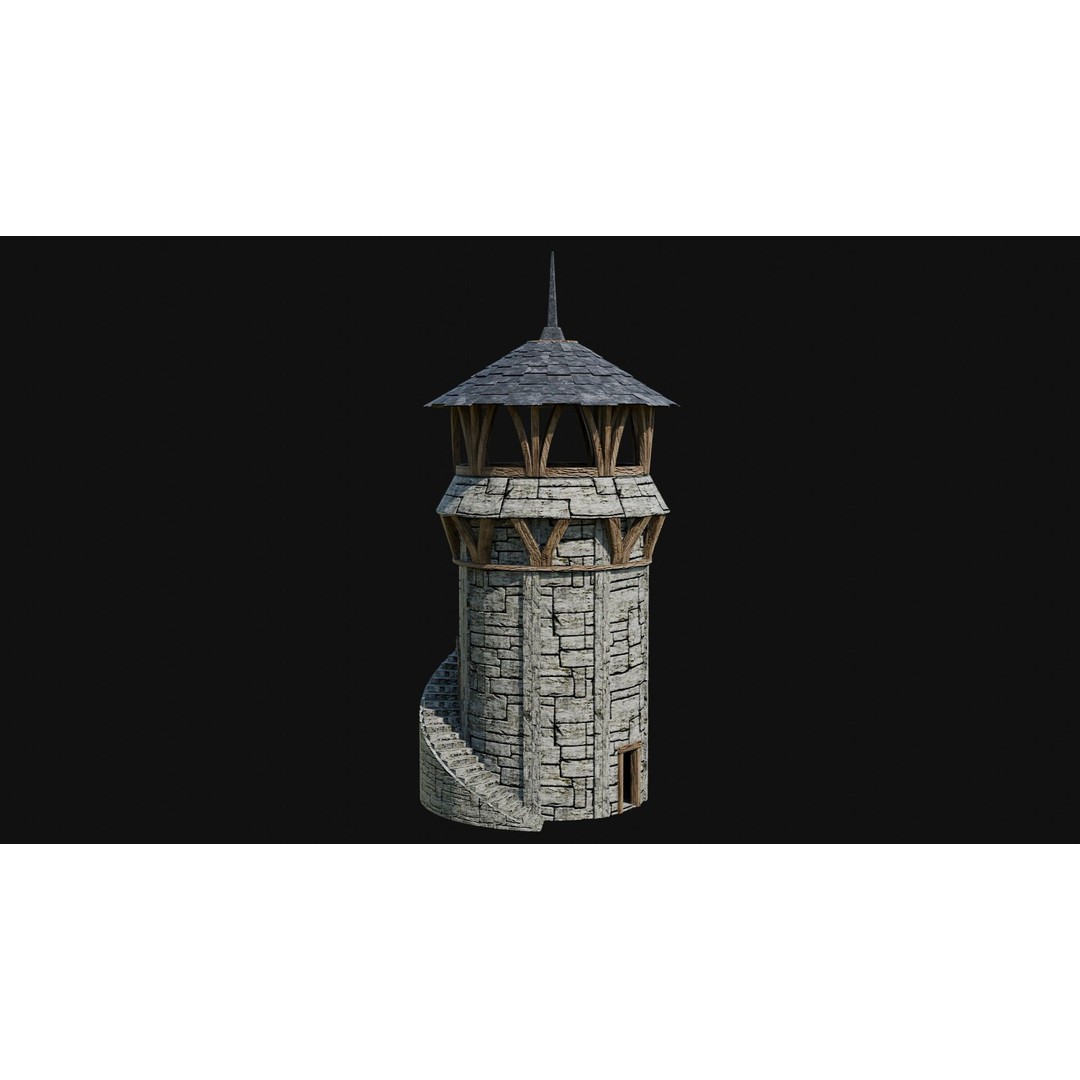 Wizard Tower 3D Model – Low Poly Game Ready Fantasy Asset, FBX - View 33