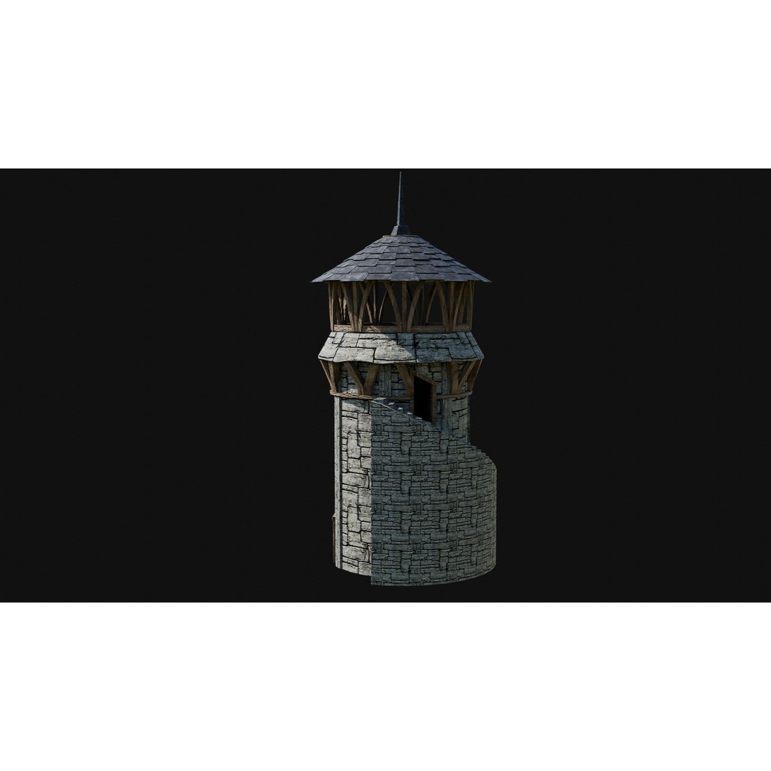 Wizard Tower 3D Model – Low Poly Game Ready Fantasy Asset, FBX - View 34
