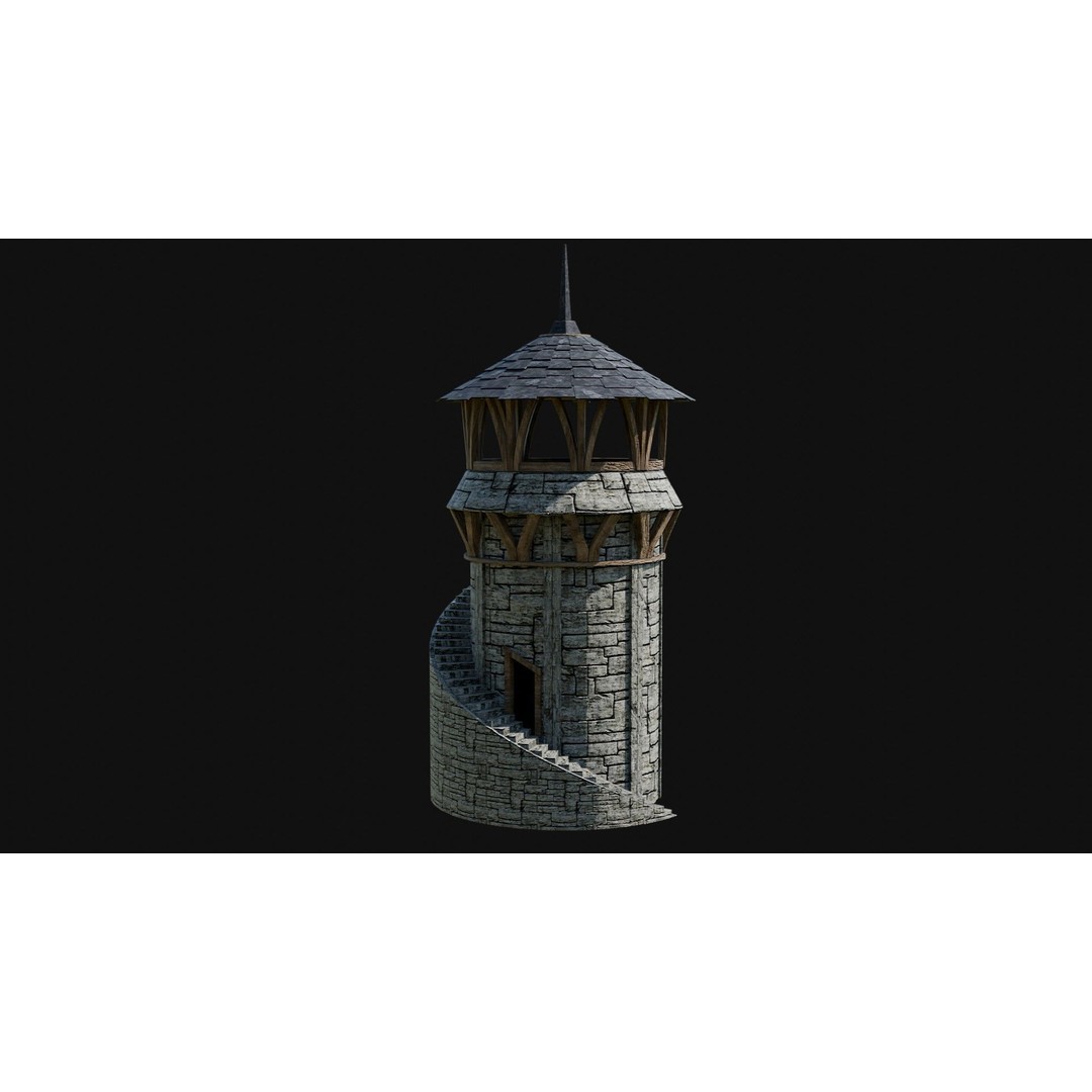 Wizard Tower 3D Model – Low Poly Game Ready Fantasy Asset, FBX - View 35