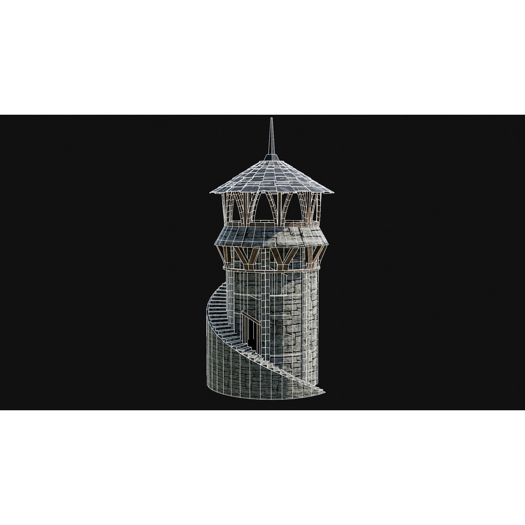Wizard Tower 3D Model – Low Poly Game Ready Fantasy Asset, FBX - View 38