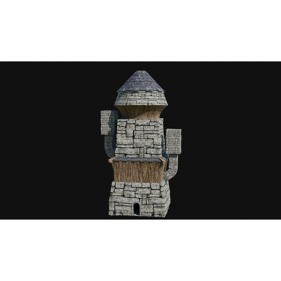 Wizard Tower 3D Model – Low Poly Game Ready Fantasy Asset, FBX - View 45