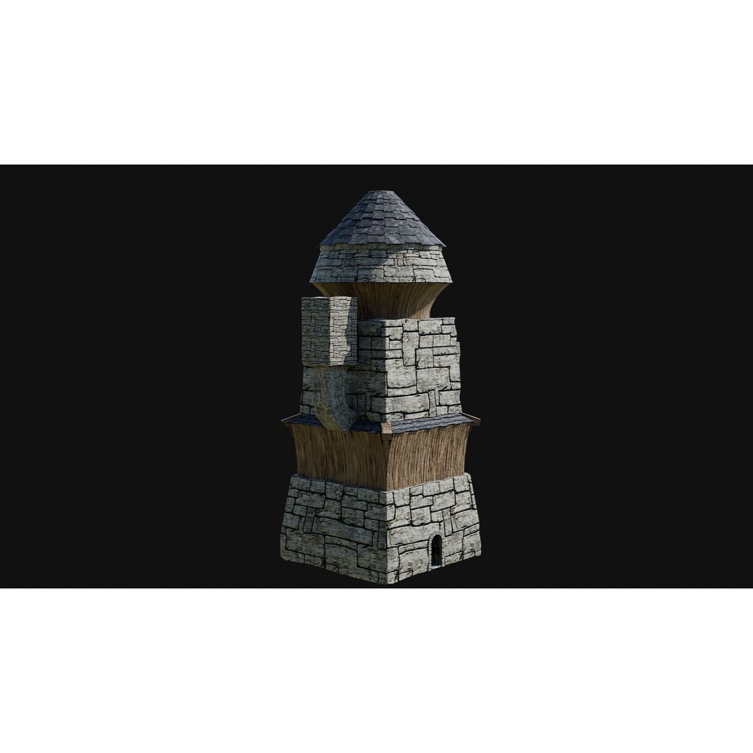 Wizard Tower 3D Model – Low Poly Game Ready Fantasy Asset, FBX - View 47