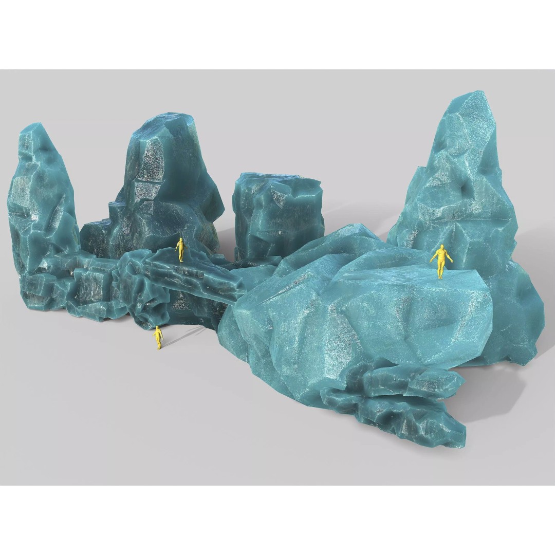 Mountain Ice Rocks 3D Model – Low Poly PBR Asset, FBX, OBJ - View 2