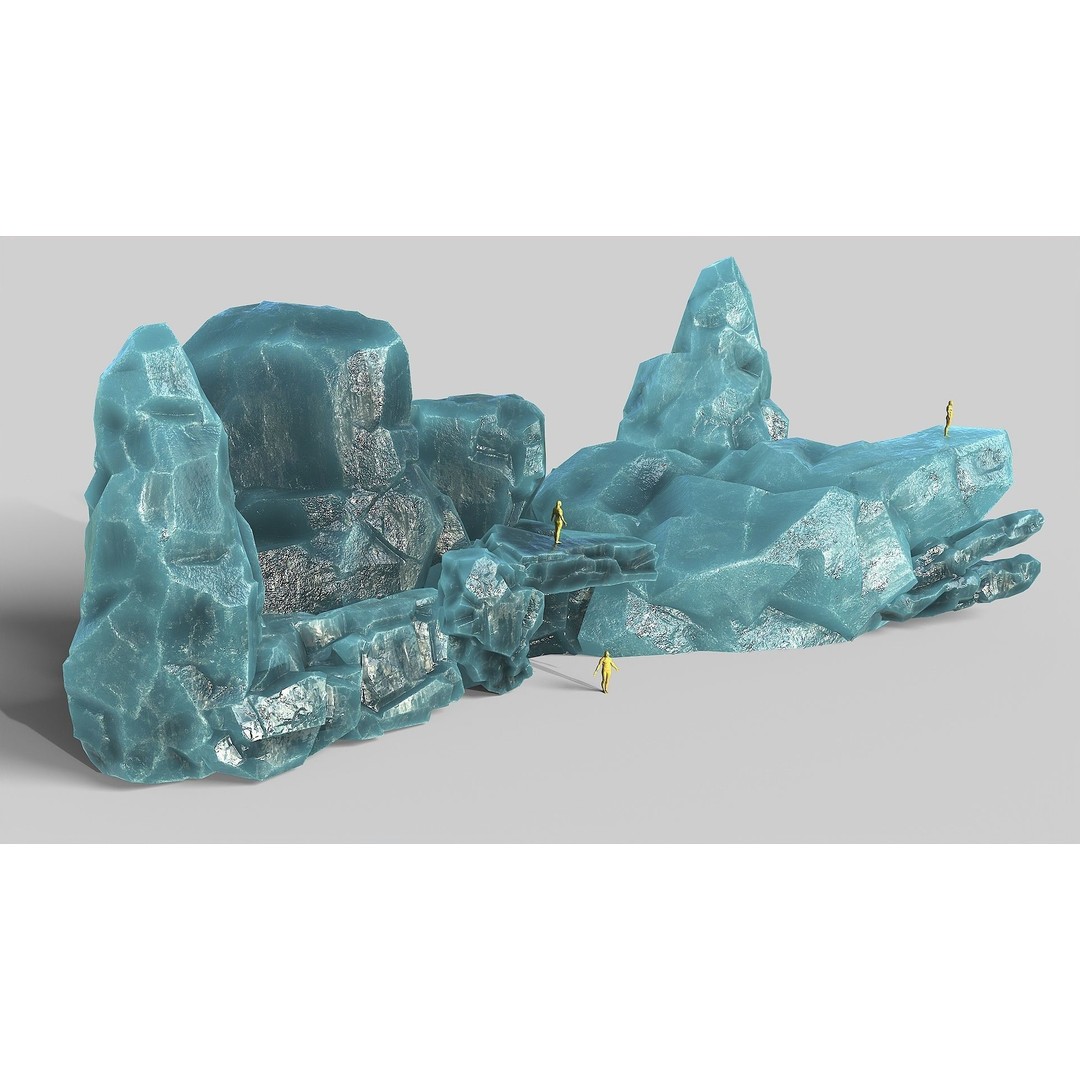 Mountain Ice Rocks 3D Model – Low Poly PBR Asset, FBX, OBJ - View 3