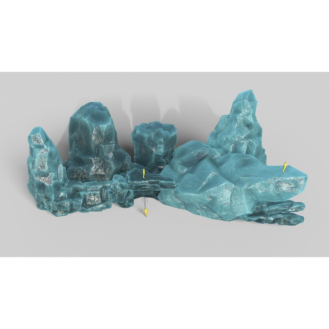 Mountain Ice Rocks 3D Model – Low Poly PBR Asset, FBX, OBJ - View 4