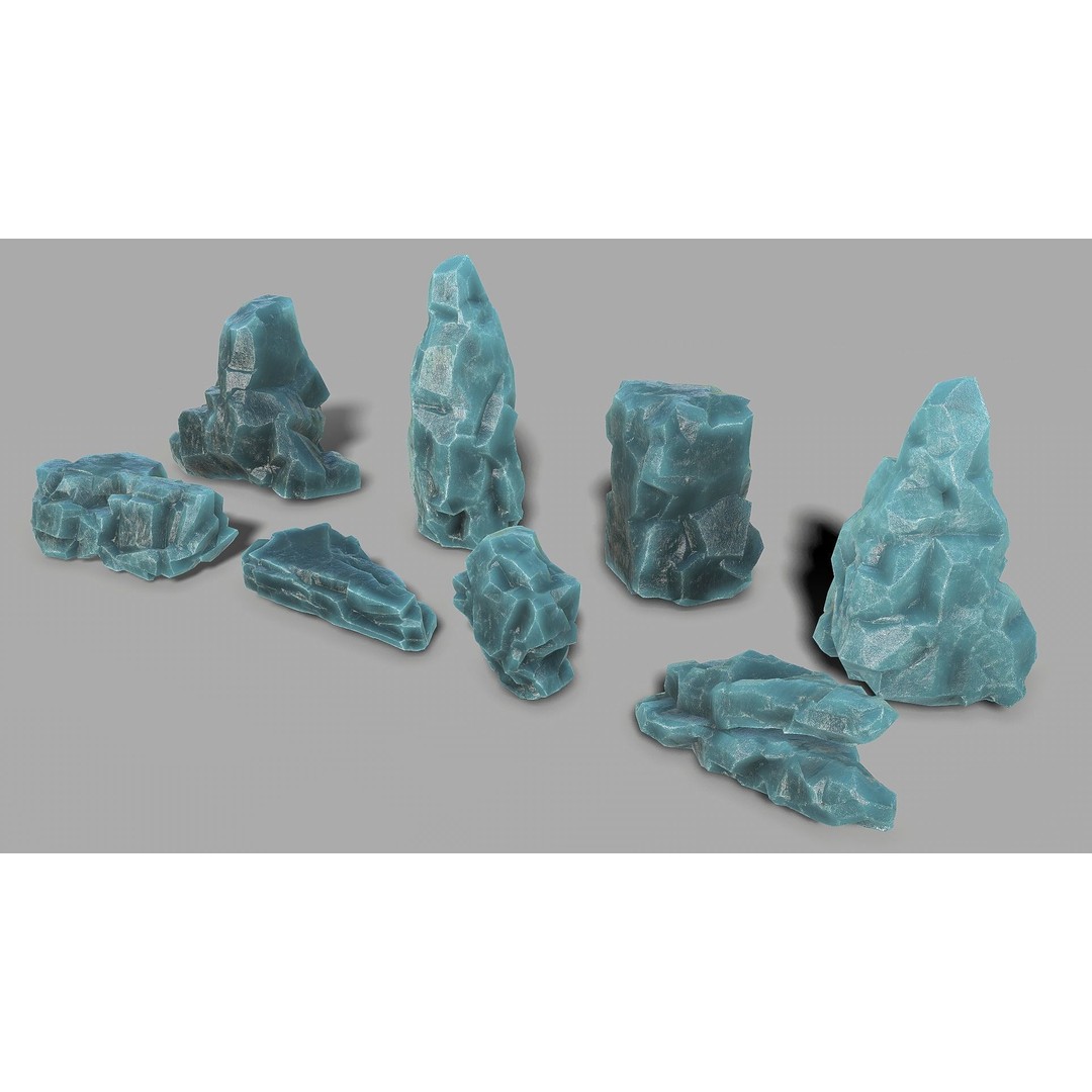 Mountain Ice Rocks 3D Model – Low Poly PBR Asset, FBX, OBJ - View 5