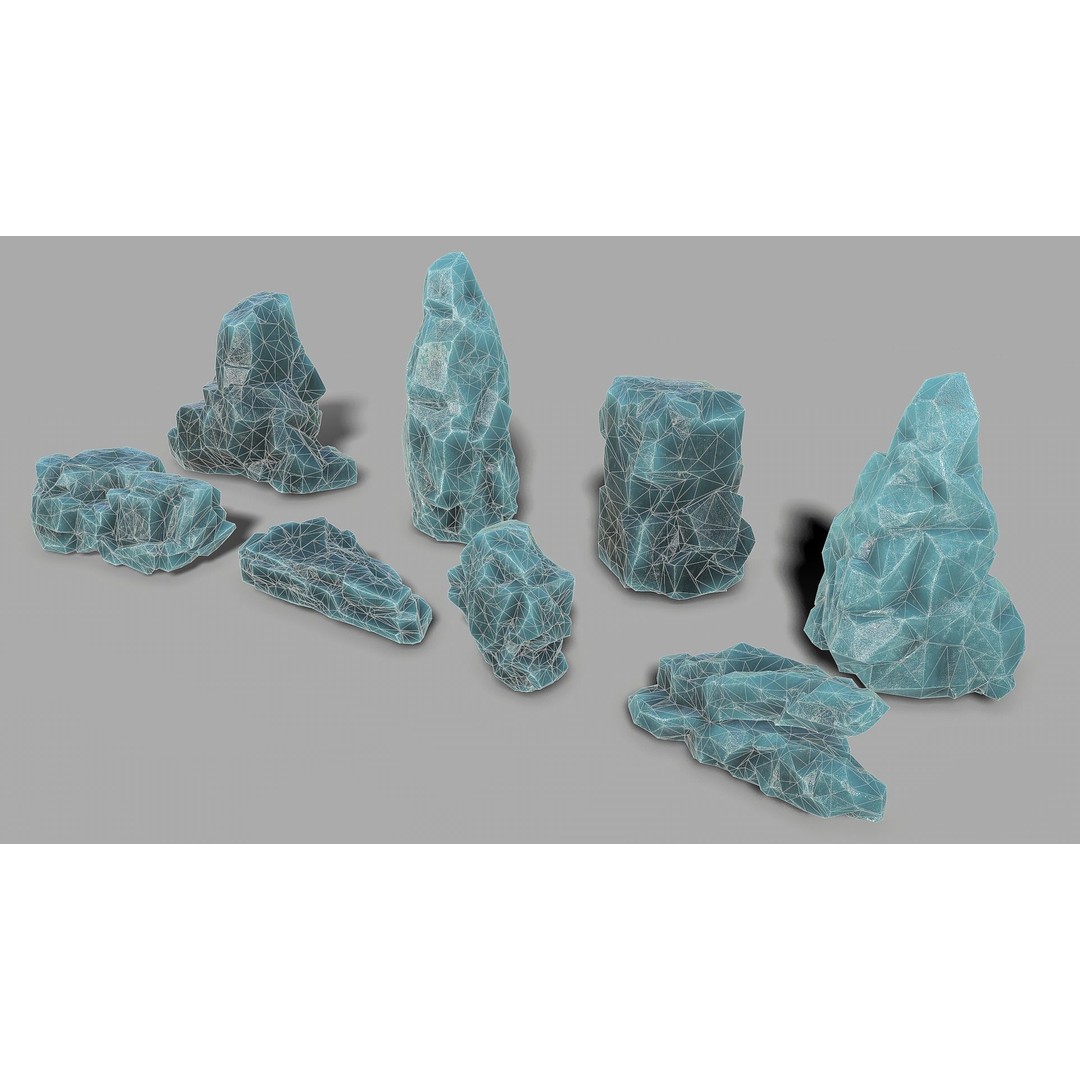 Mountain Ice Rocks 3D Model – Low Poly PBR Asset, FBX, OBJ - View 6