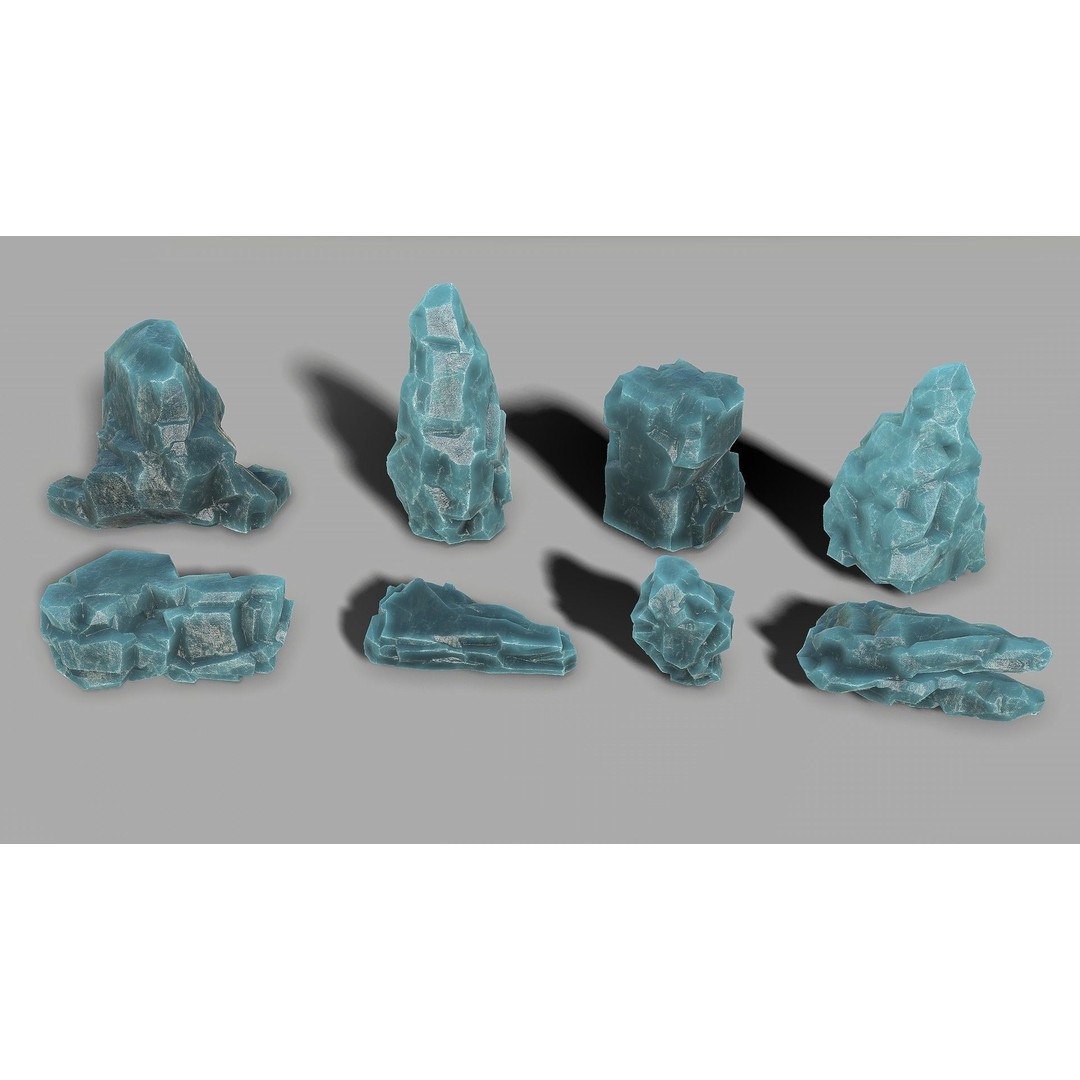 Mountain Ice Rocks 3D Model – Low Poly PBR Asset, FBX, OBJ - View 7