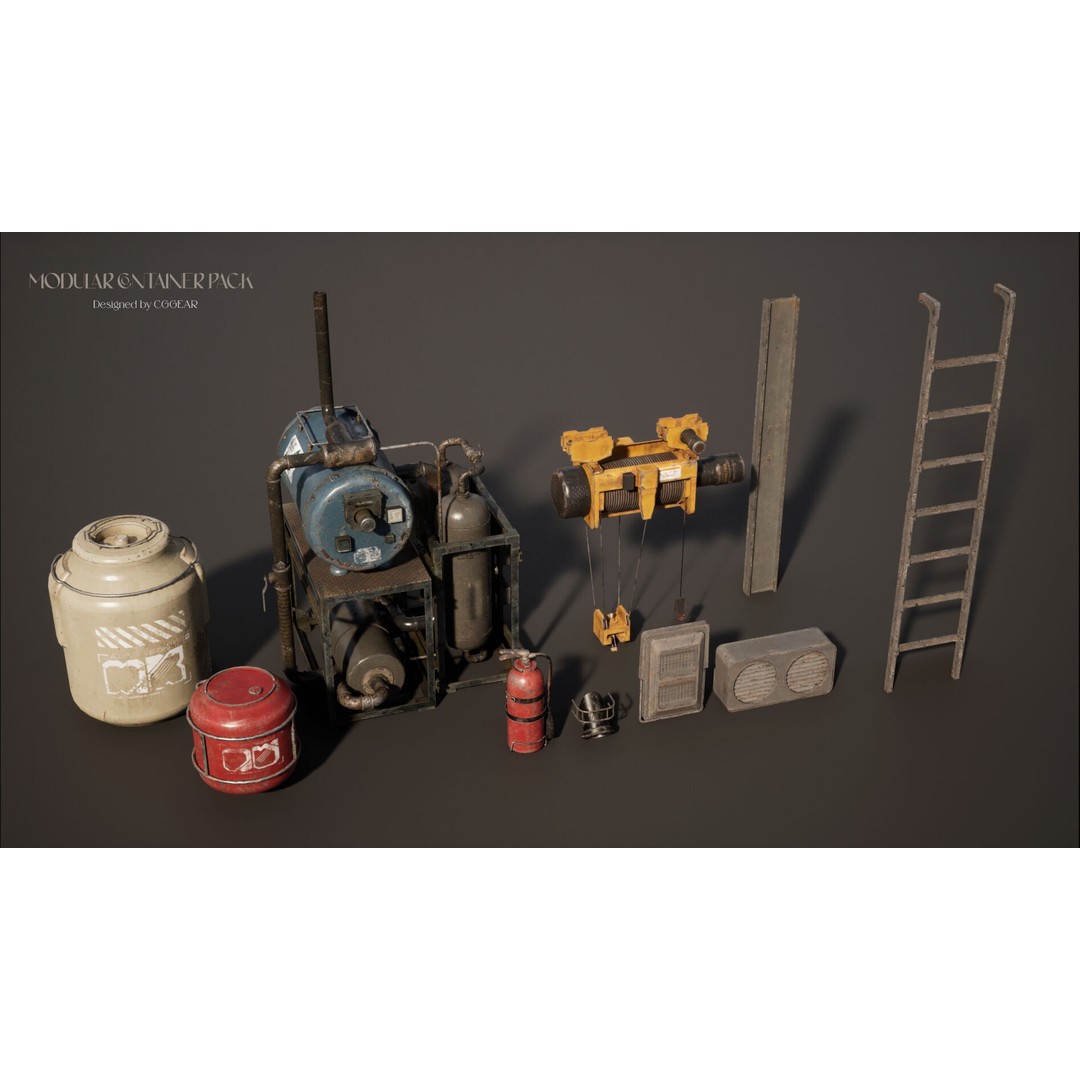 Modular Sci-Fi Container Pack 3D Model – Low Poly Game Asset, FBX - View 12