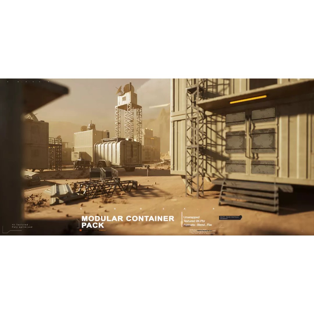 Modular Sci-Fi Container Pack 3D Model – Low Poly Game Asset, FBX - View 2