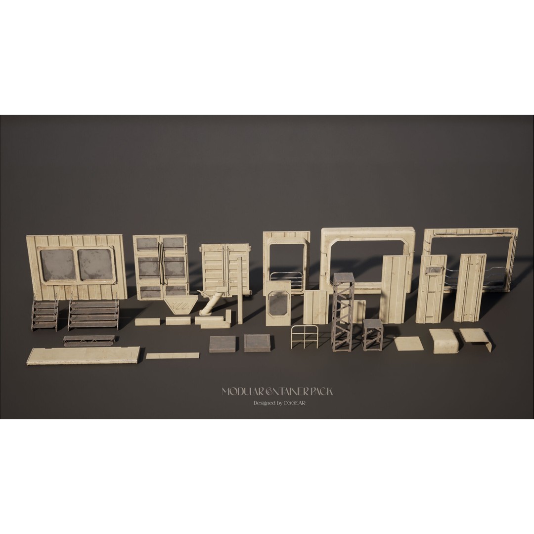 Modular Sci-Fi Container Pack 3D Model – Low Poly Game Asset, FBX - View 8