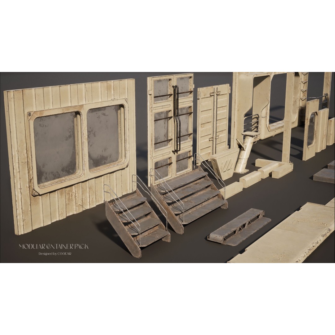 Modular Sci-Fi Container Pack 3D Model – Low Poly Game Asset, FBX - View 9
