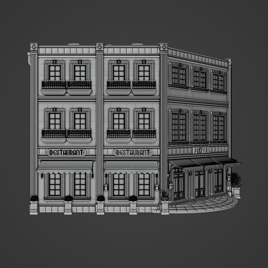 Urban Building 3D Model – Low Poly Horror Style, Game Ready, FBX - View 14