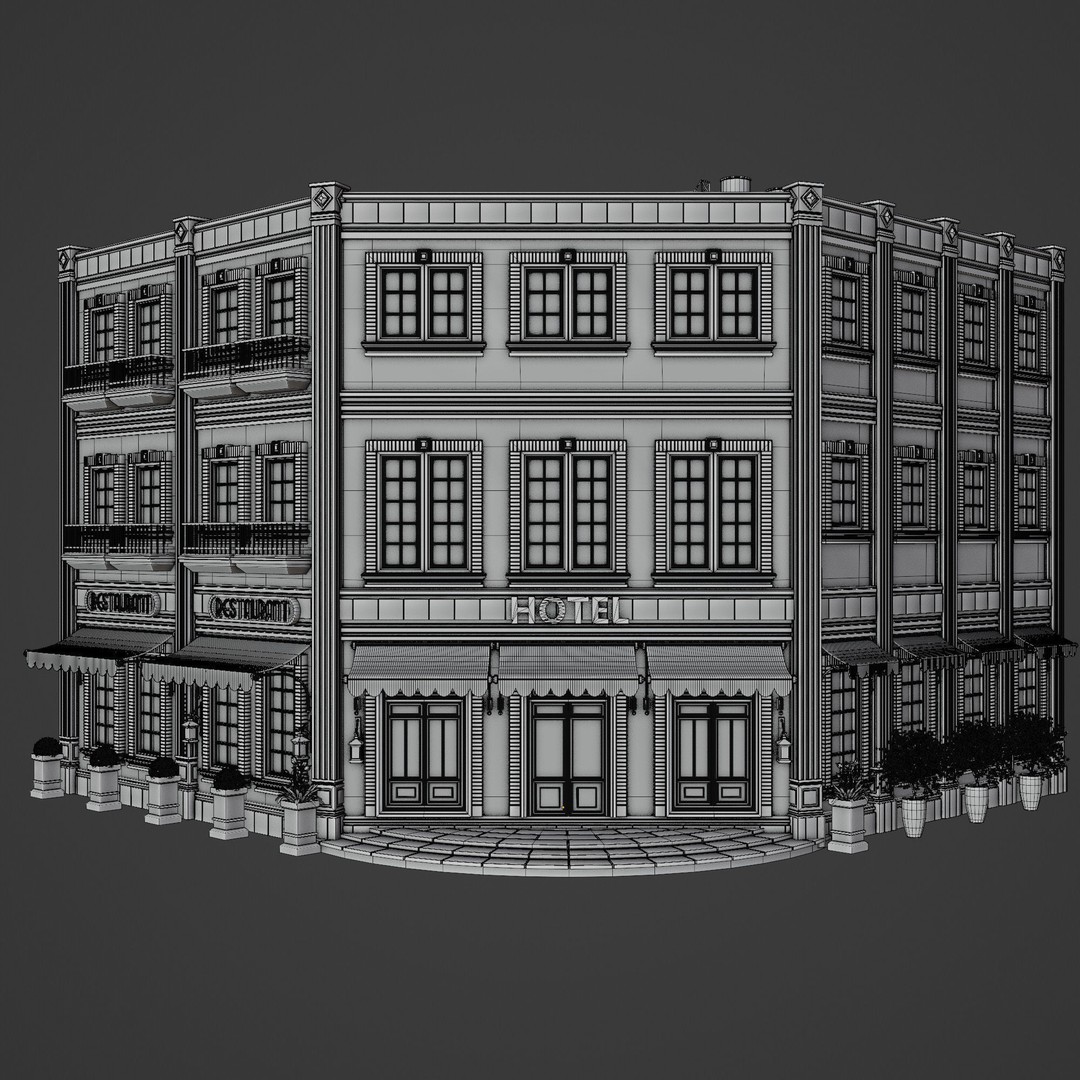 Urban Building 3D Model – Low Poly Horror Style, Game Ready, FBX - View 15