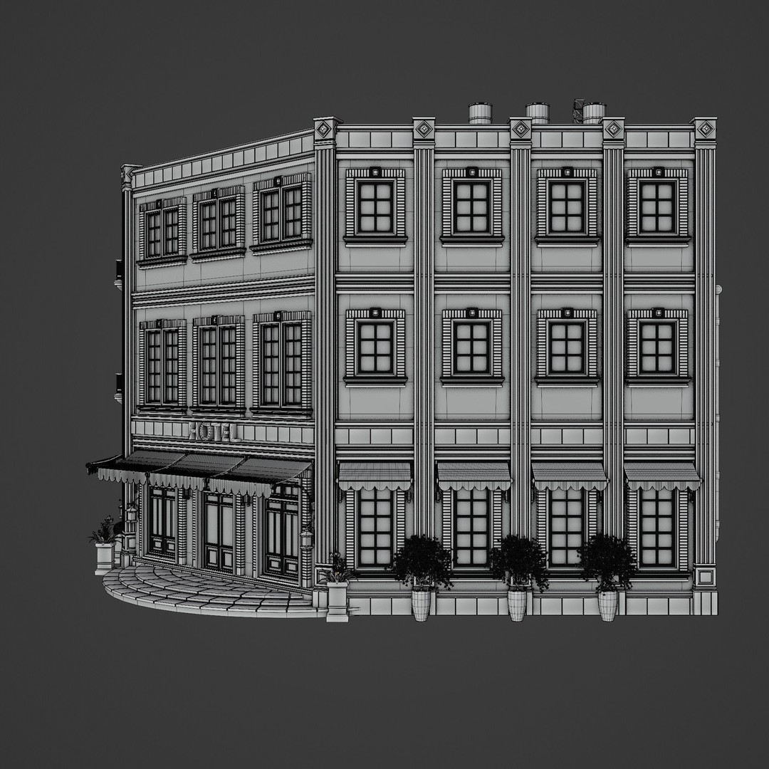 Urban Building 3D Model – Low Poly Horror Style, Game Ready, FBX - View 16