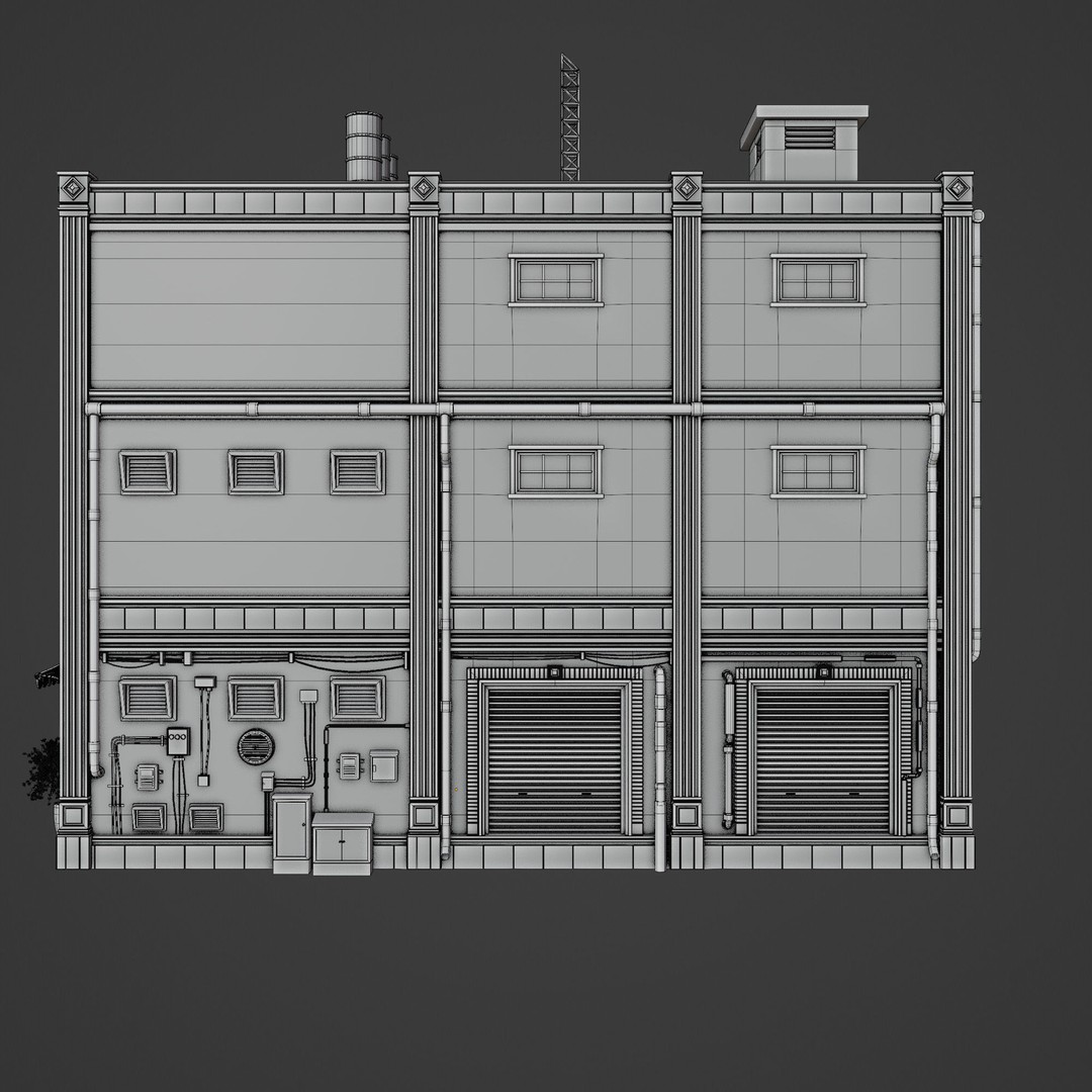Urban Building 3D Model – Low Poly Horror Style, Game Ready, FBX - View 18