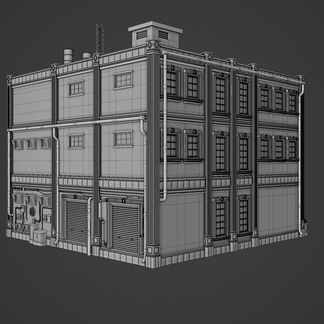 Urban Building 3D Model – Low Poly Horror Style, Game Ready, FBX - View 19