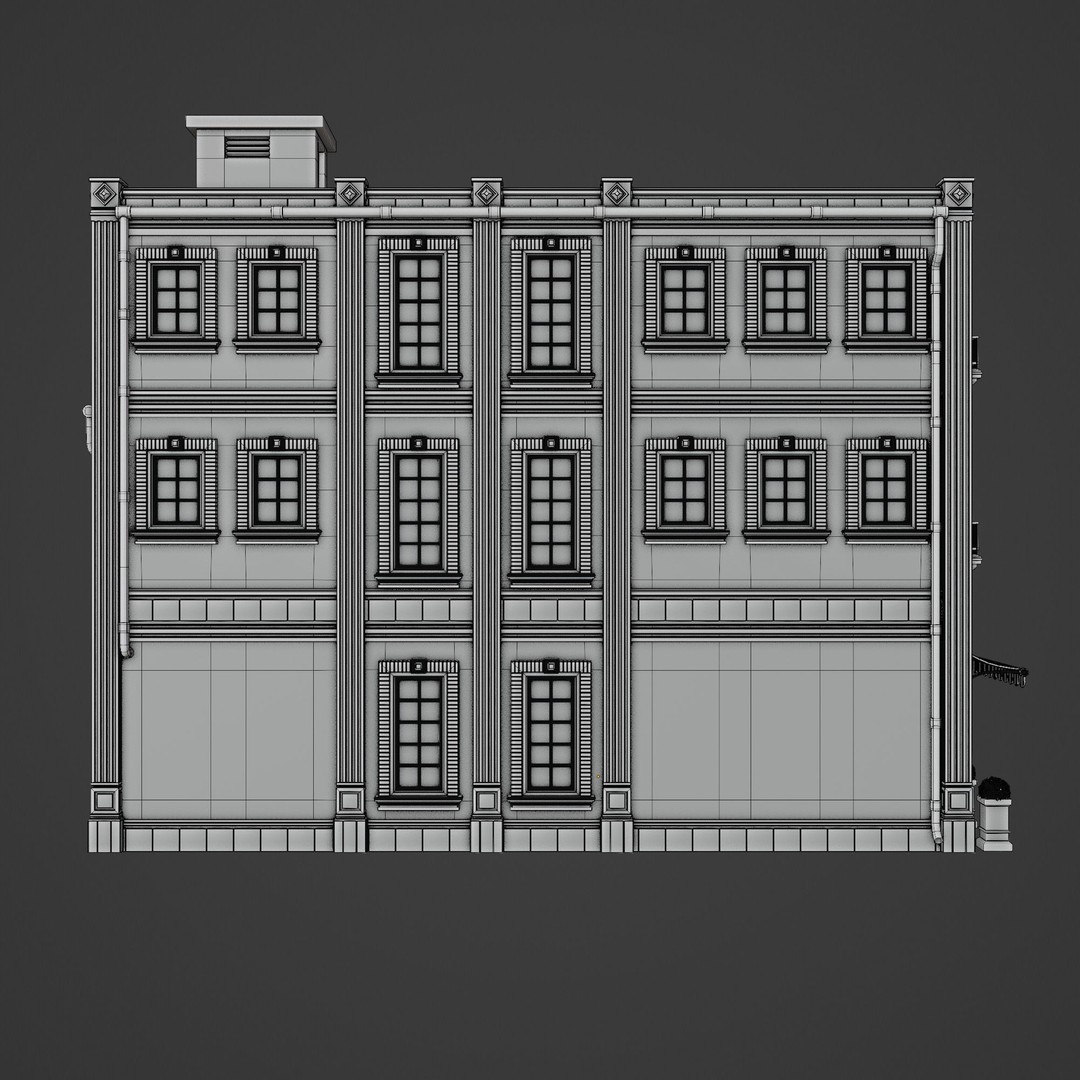 Urban Building 3D Model – Low Poly Horror Style, Game Ready, FBX - View 20