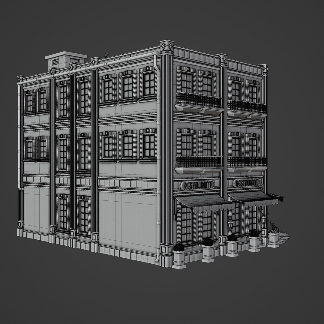 Urban Building 3D Model – Low Poly Horror Style, Game Ready, FBX - View 21