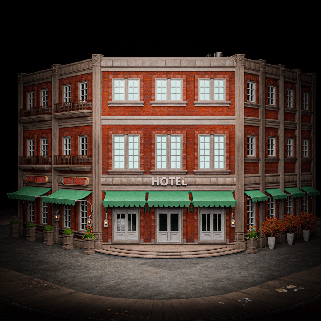 Urban Building 3D Model – Low Poly Horror Style, Game Ready, FBX - View 5