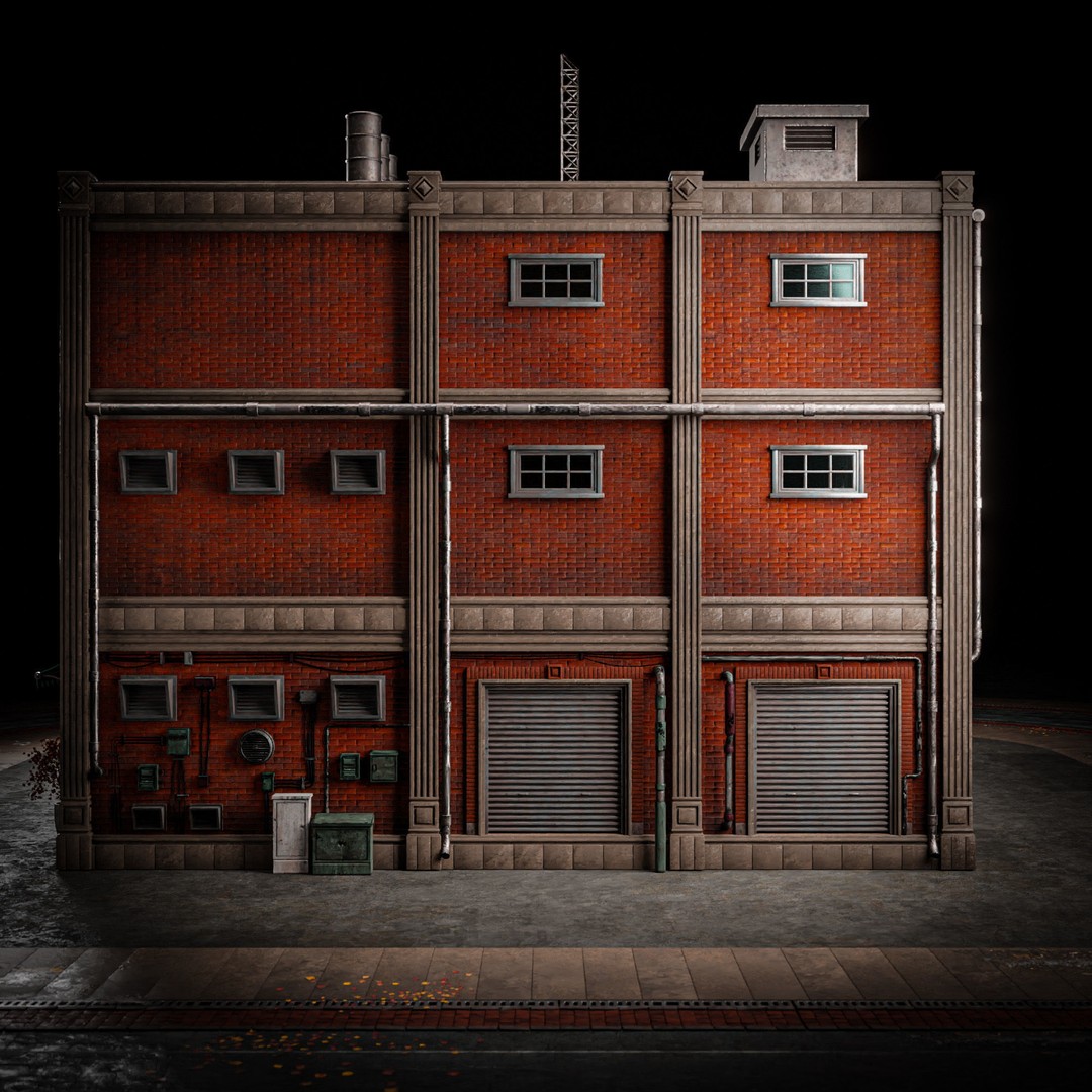 Urban Building 3D Model – Low Poly Horror Style, Game Ready, FBX - View 8
