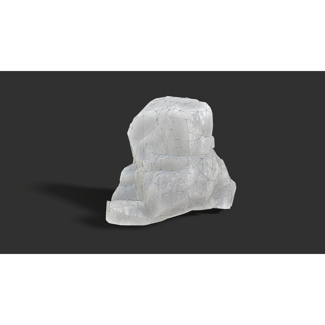 Mountain Ice Rocks 3D Model – Low Poly PBR Asset for Games, FBX, OBJ