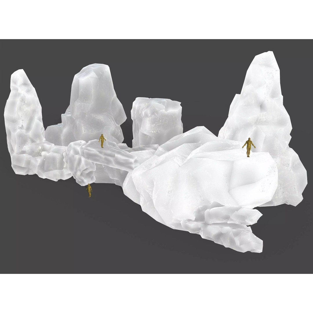 Mountain Ice Rocks 3D Model – Low Poly PBR Asset for Games, FBX, OBJ - View 2