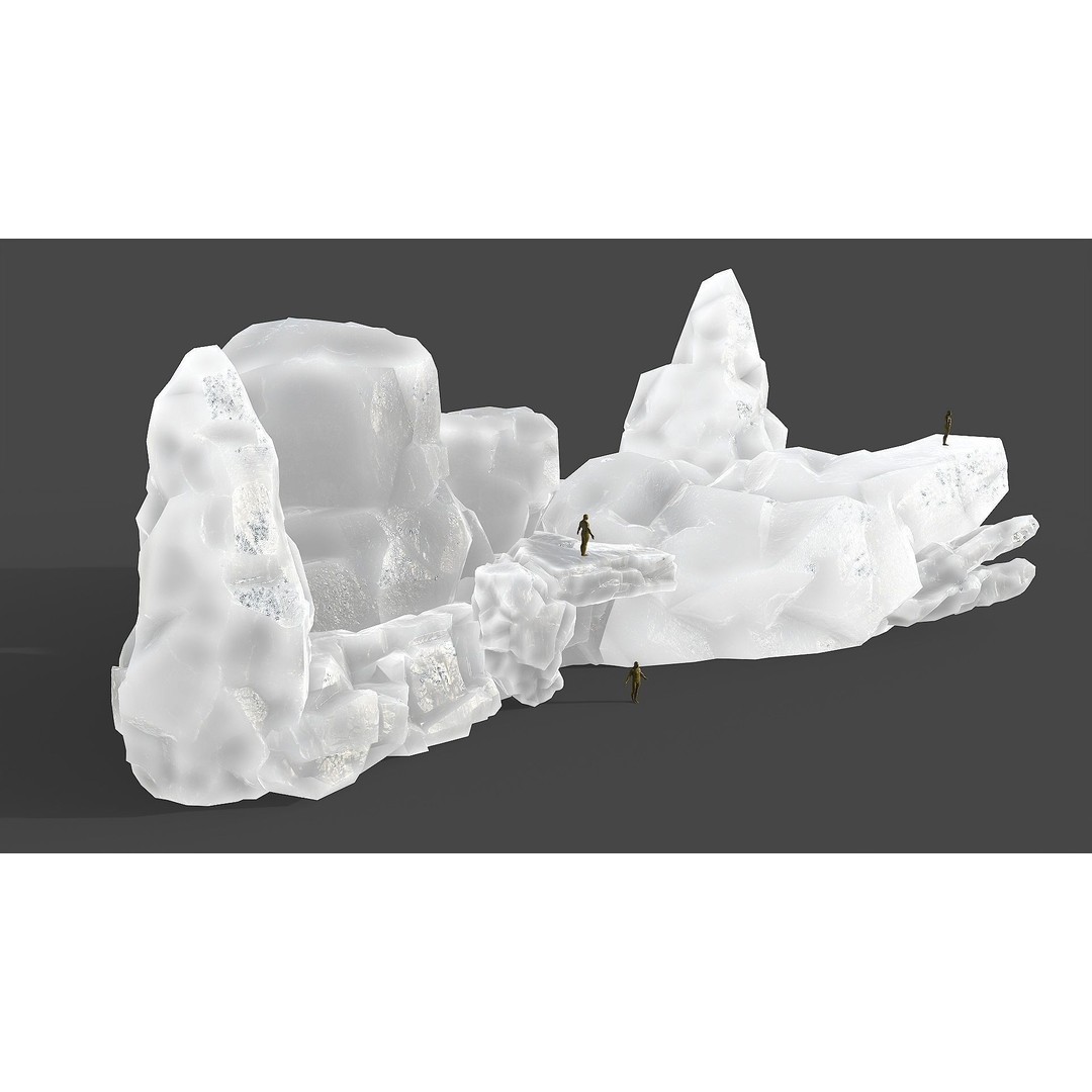 Mountain Ice Rocks 3D Model – Low Poly PBR Asset for Games, FBX, OBJ - View 3