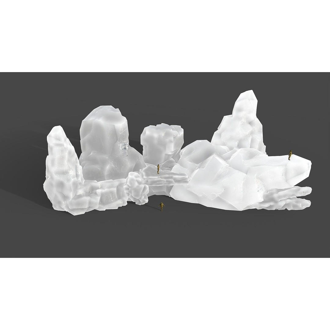 Mountain Ice Rocks 3D Model – Low Poly PBR Asset for Games, FBX, OBJ - View 4
