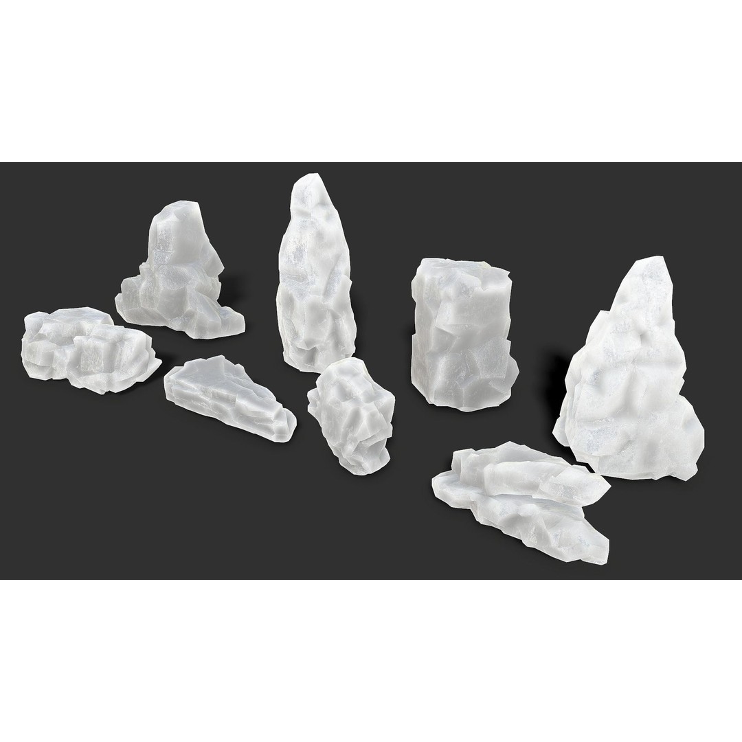 Mountain Ice Rocks 3D Model – Low Poly PBR Asset for Games, FBX, OBJ - View 5