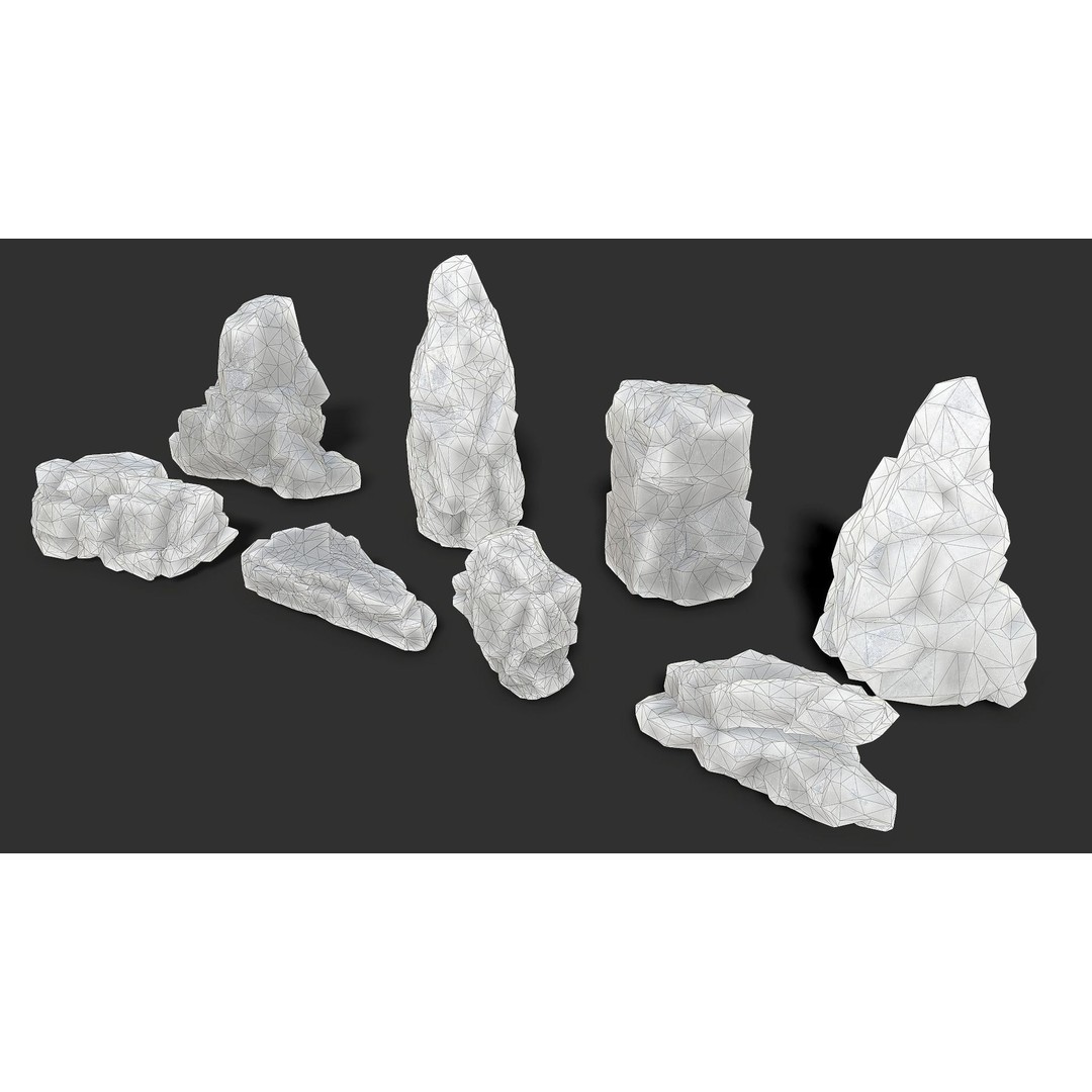 Mountain Ice Rocks 3D Model – Low Poly PBR Asset for Games, FBX, OBJ - View 6