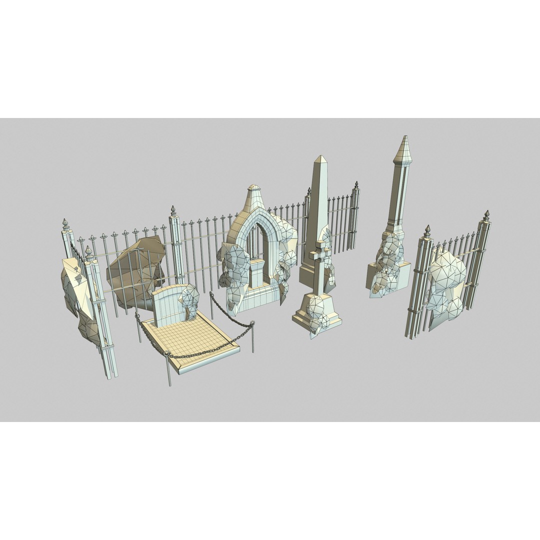 Old Gravestones 3D Model – Low Poly Historic Cemetery Asset, FBX