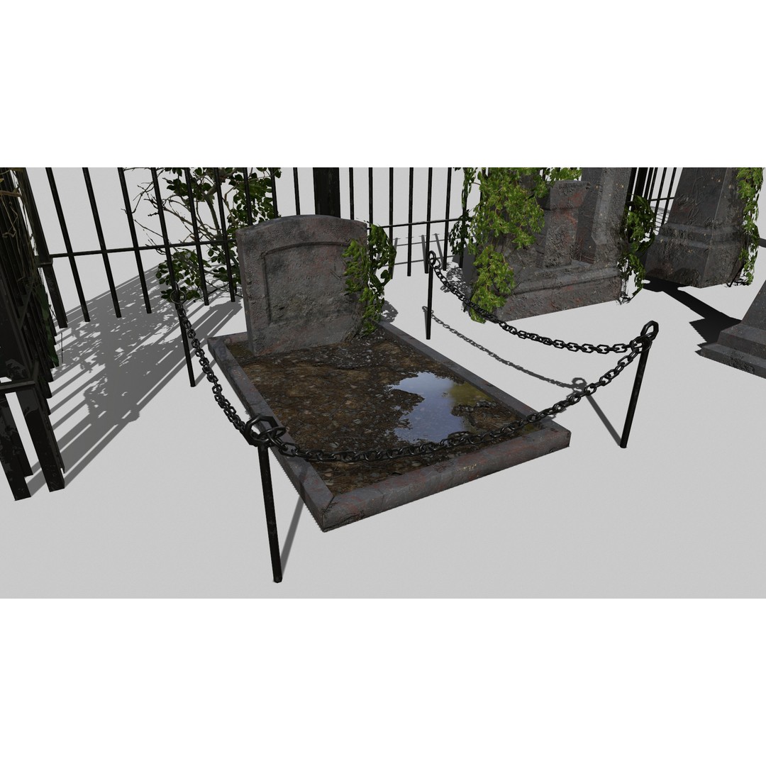 Old Gravestones 3D Model – Low Poly Historic Cemetery Asset, FBX - View 10