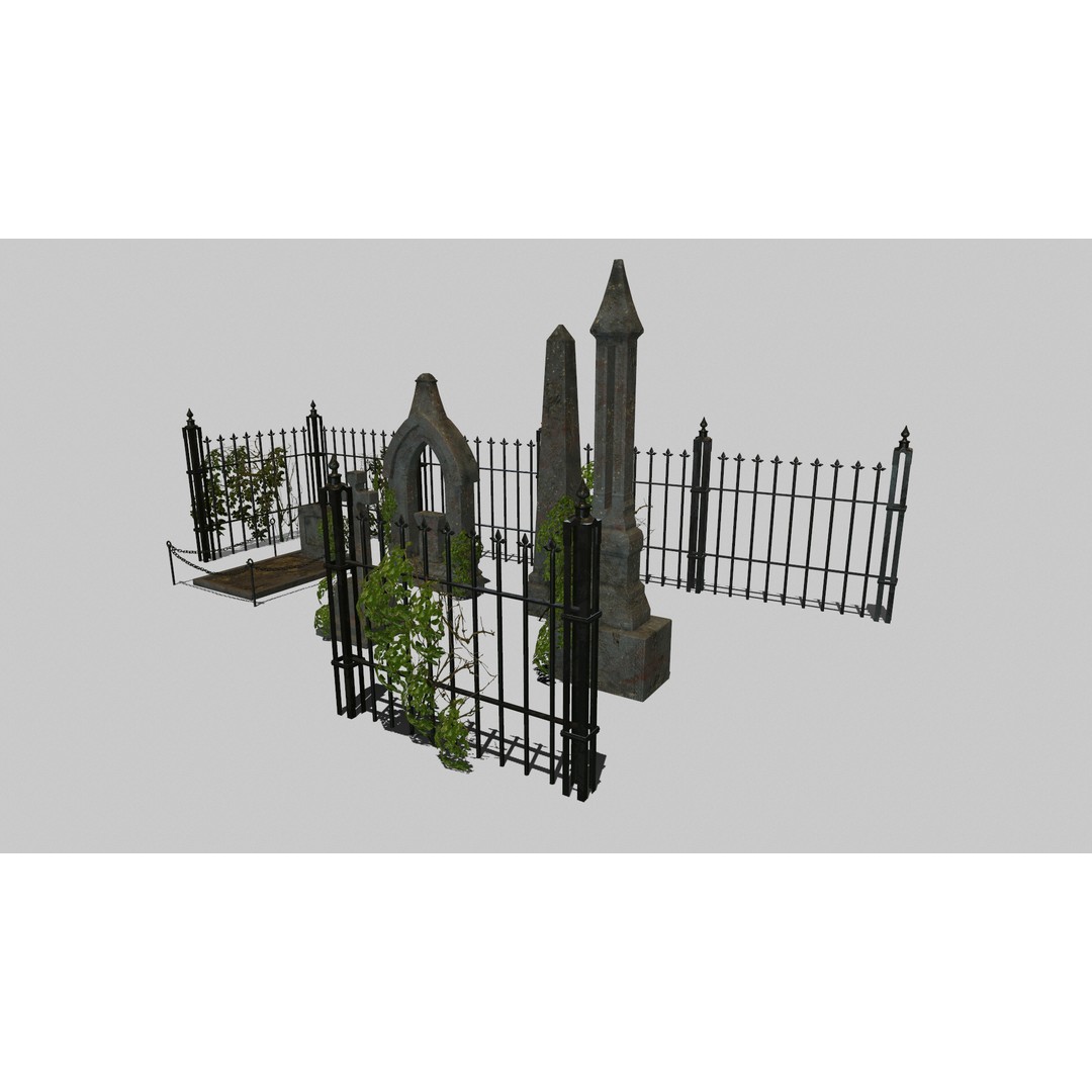 Old Gravestones 3D Model – Low Poly Historic Cemetery Asset, FBX - View 15