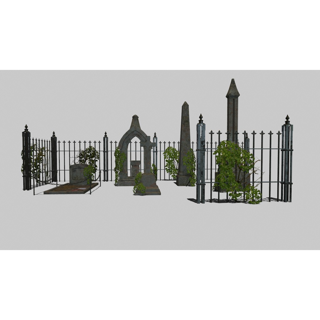 Old Gravestones 3D Model – Low Poly Historic Cemetery Asset, FBX - View 16