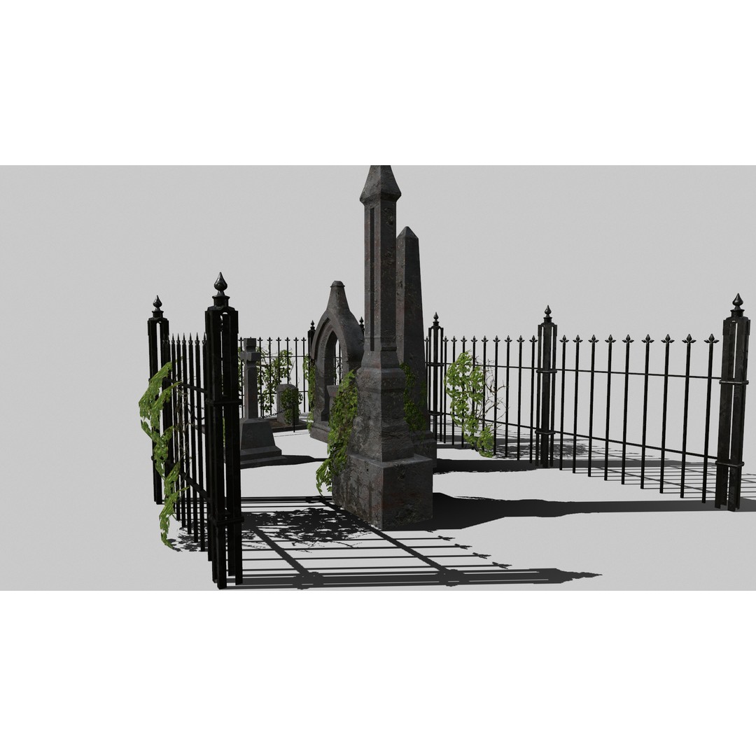 Old Gravestones 3D Model – Low Poly Historic Cemetery Asset, FBX - View 5