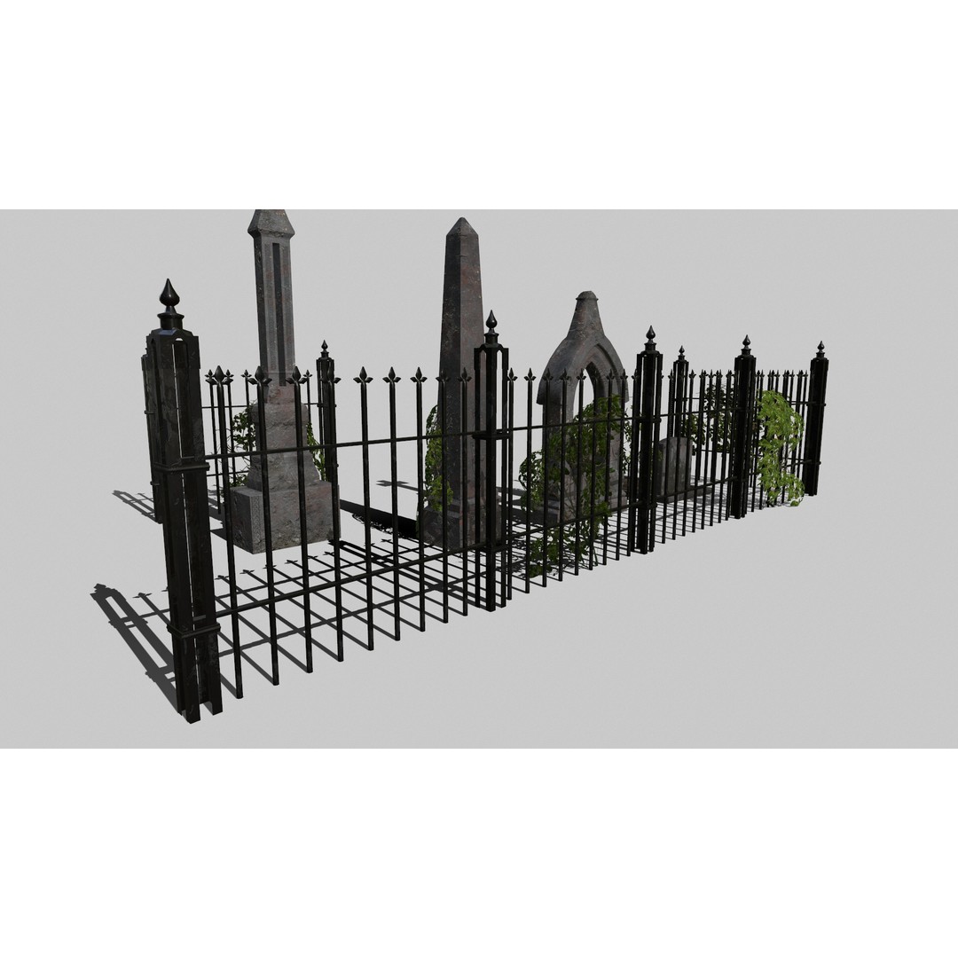 Old Gravestones 3D Model – Low Poly Historic Cemetery Asset, FBX - View 9