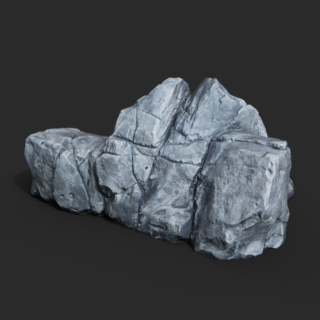 Low Poly Rock 3D Model – Ultra HD 16K Texture Game Asset, FBX, OBJ - View 11