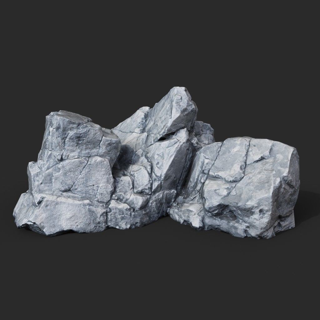 Low Poly Rock 3D Model – Ultra HD 16K Texture Game Asset, FBX, OBJ - View 3